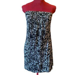 VELVET Black & white - Strapless Mini Tube Printed Dress – Size M